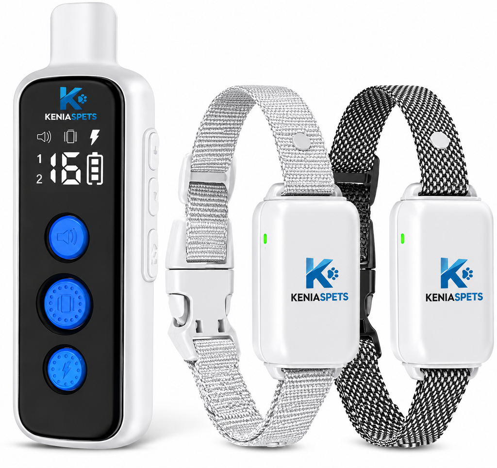 KENIASPETS 2-Dog Remote Training Collar – Waterproof Rechargeable System with Beep, Vibration & Adjustable Shock Modes for 8–120 lb Dogs